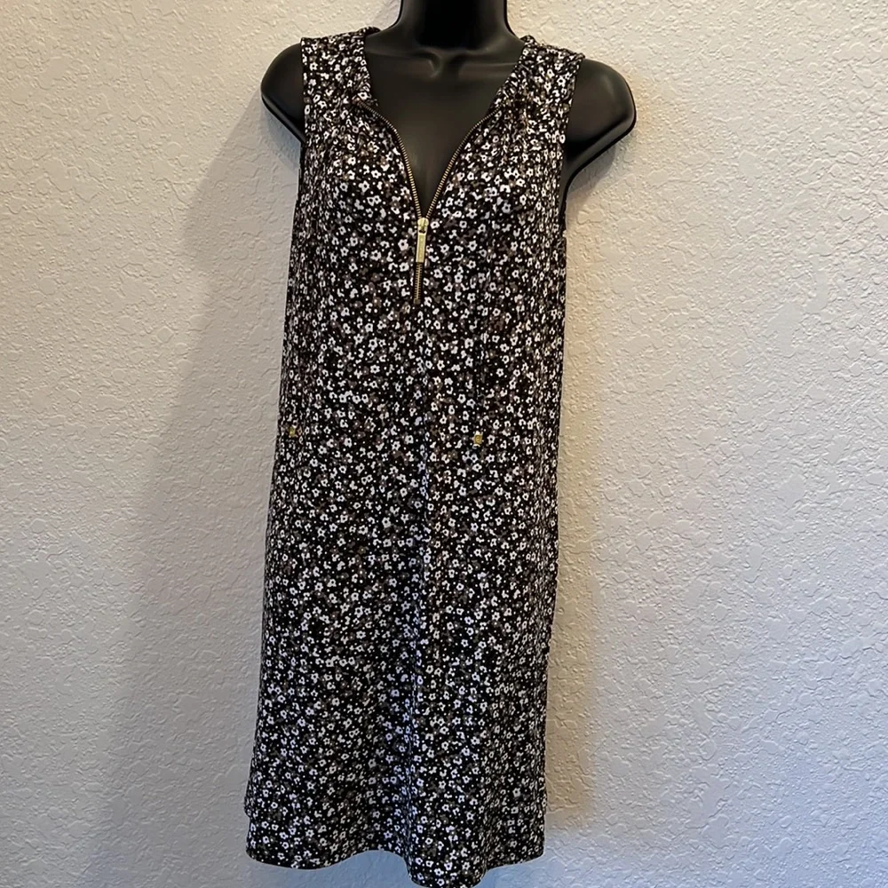 MICHAEL KORS Dress Knee length‎ XS Ditzy Floral Dark Slinky Stretchy Packable
